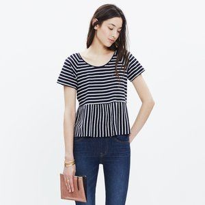 Madewell, Peplum Navy & White Stripe TShirt, XS